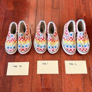❌SOLD Vans Kids Rainbow Checkered Slip-On Sneakers Bundle (3)